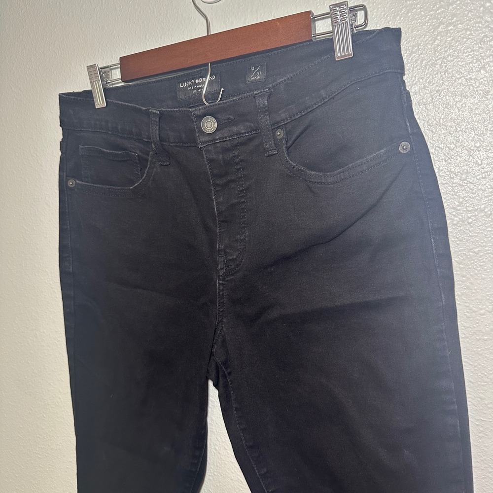 Lucky Brand Ava Skinny Ankle Jeans Black Denim Womens 12/31 A Stretch Mid Rise